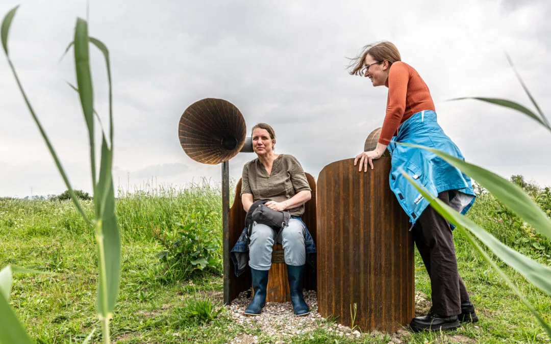 Kunstwerk ‘De Vogelluisteraar’ in ’t Roegwold